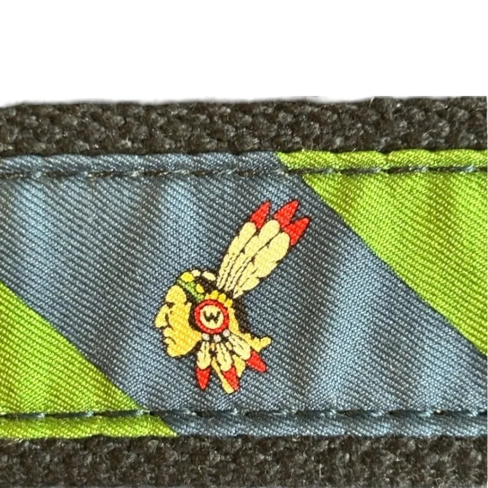 Vineyard Vines Blue Green Canvas Leather Belt Size 34 Whale Embroidered Preppy